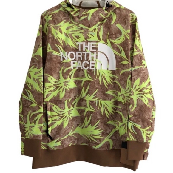 The North Face Hoodie Tekno Utility Brown Neon Prairie Paint Brush Print Large - Picture 2 of 13
